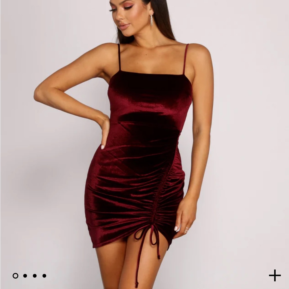 Windsor velvet stunner ruched mini dress
